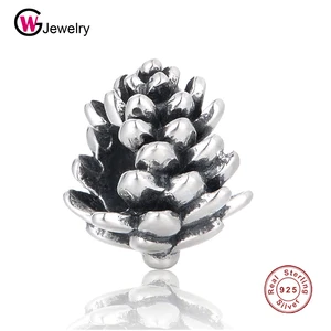 GW 925 серебро шишка талисманы подходит Pan браслет Рождественский оптовая продажа, Симпатичные классические Очаровательные бусы и поделок своими руками, набор для изготовление украшений T095