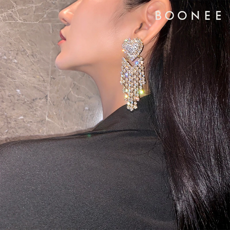 

Elegant Lovely Five-Pointed Star Chain Tassel Long Earrings Ear Stud Female