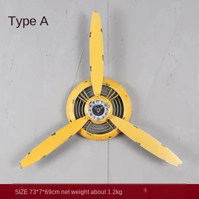 

Industrial Air Plane Propeller Metal Wall Clock Mute and HD display Aeroplane Retro Ornament Decor