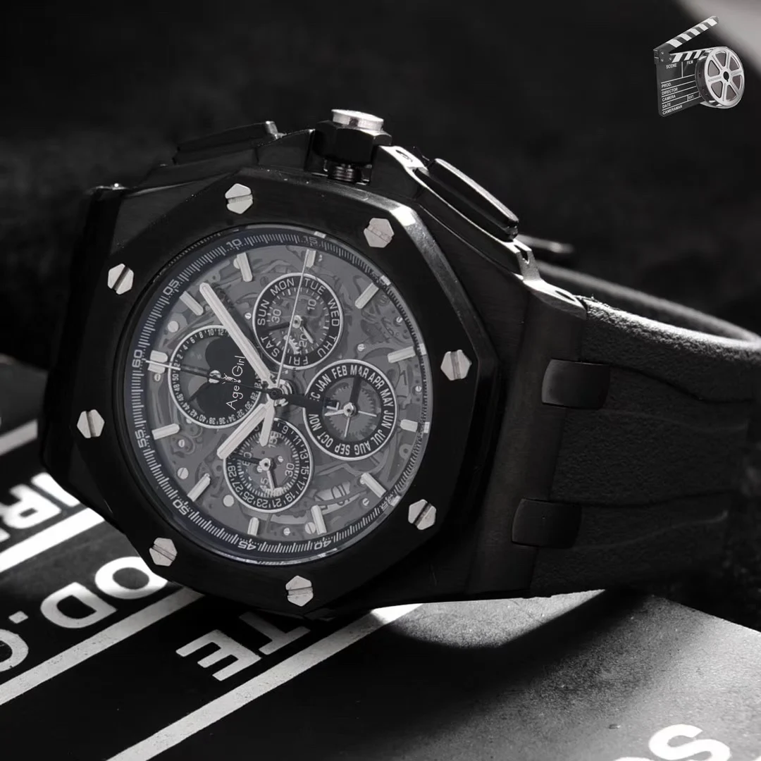 

Classic New Quartz Chronograph Men GMT Watch Stopwatch Sapphire Stainless Steel Watches Silver Grey Black Rubber Sport AAA+