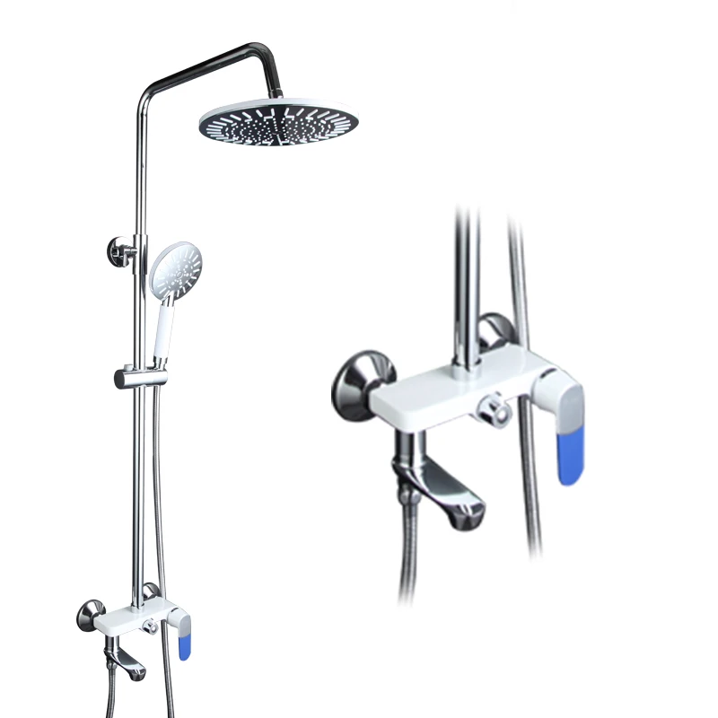 FRAP Shower Faucets Set white bathroom shower system bath shower mixer faucet rainfall shower head Taps Wall Mounted faucet - Color: F2434