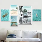 Плакаты и картины в скандинавском стиле с изображением пляжного серфинга, морского автомобиля, кокосового дерева, картины на холсте для декора гостиной