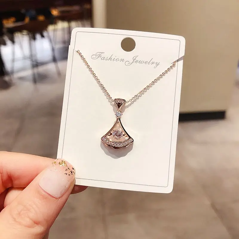 Изысканное Секторное ожерелье с кулоном из розового золота, кубический цирконий, геометрической формы, ожерелье, модные женские ювелирные изделия