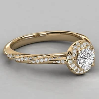 milangirl hot sale wedding engagement ring ladies women gold color inlaid crystal rhinestone zircon ring for party jewelry