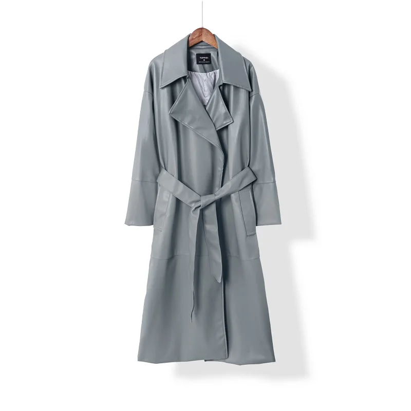 Куртка женская из искусственной кожи длинная 2021 пальто для женщин | Женская