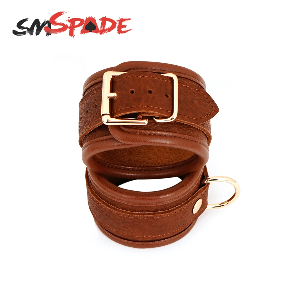 SMSPADE БДСМ кожаный бондаж секс игрушки для пар искусственные наручники + манжеты и