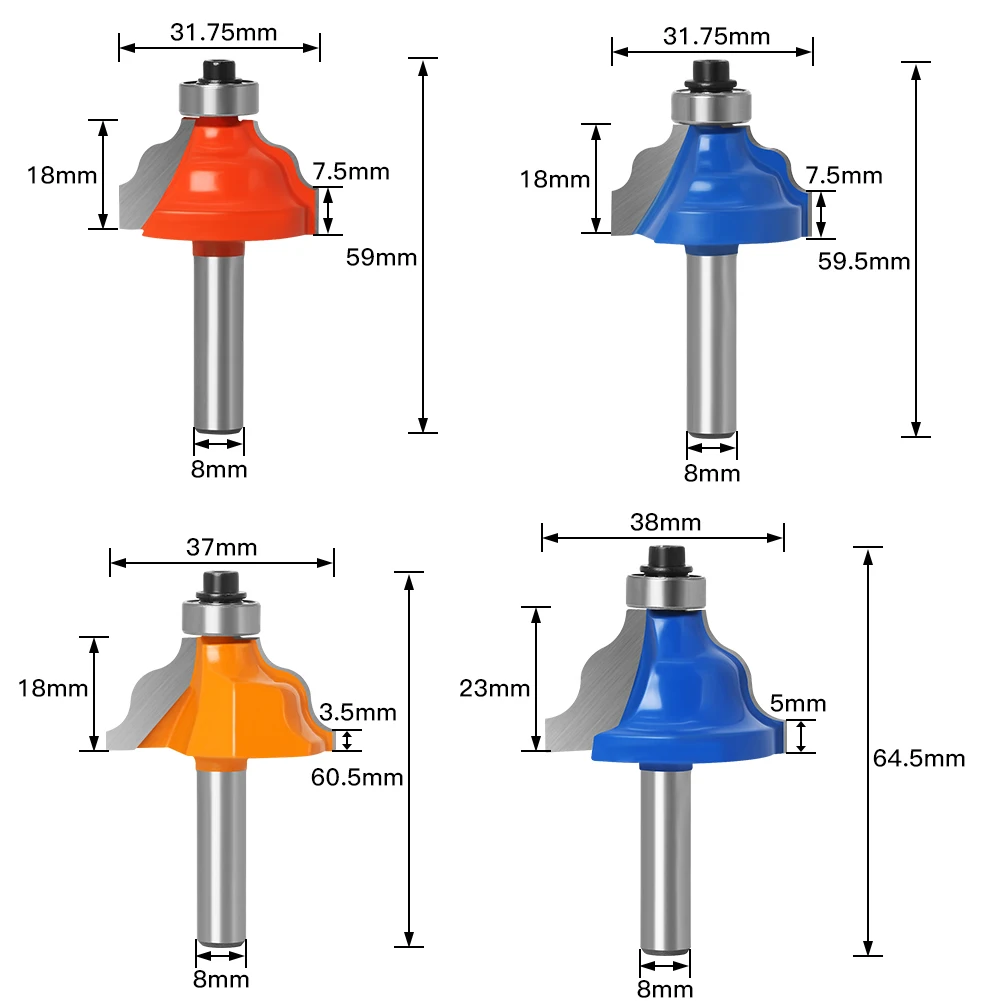 Фреза для деревообработки с хвостовиком 8 мм твердосплавный режущий инструмент C3