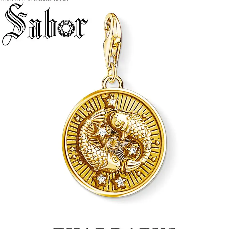 Подвеска в виде знака зодиака Pisces для женщин и мужчин Посеребренная бижутерия