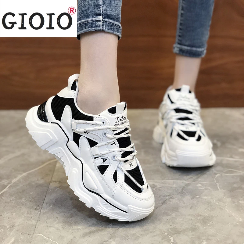 

Кроссовки женские на шнуровке, повседневная спортивная обувь, дышащие, на платформе, осень