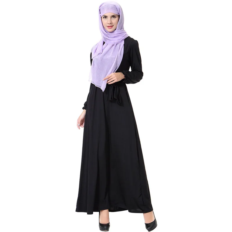 Длинная юбка в арабском стиле, черная национальная мечеть Рамадана, большие размеры, с ремнем, в турецком стиле, праздничное платье, мусульм...