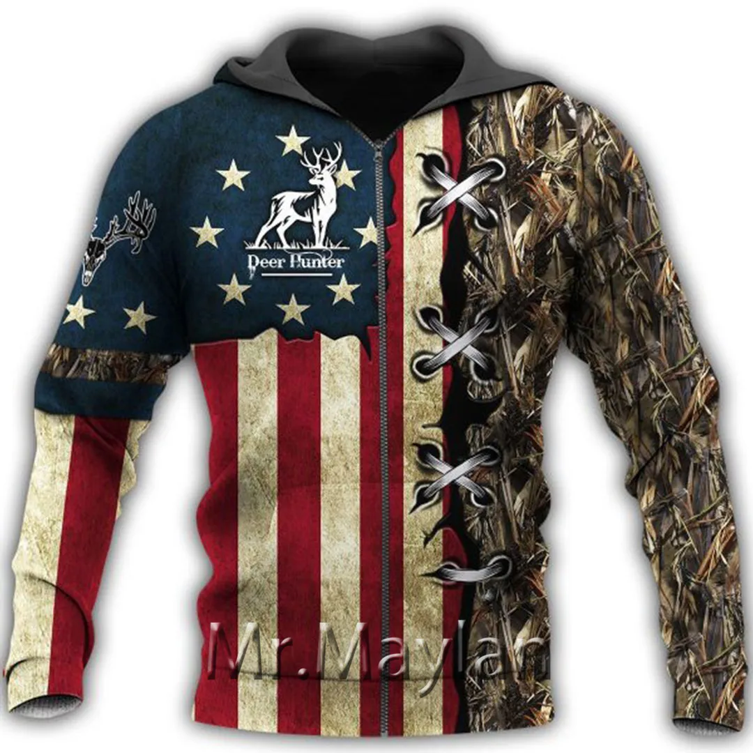 

Deer Huner USA Flag 3D Printed Jacket Men/Women Harajuku Men Hoodie Unisex Casual Streetwear Sweatshirt Pullover sudadera hombre