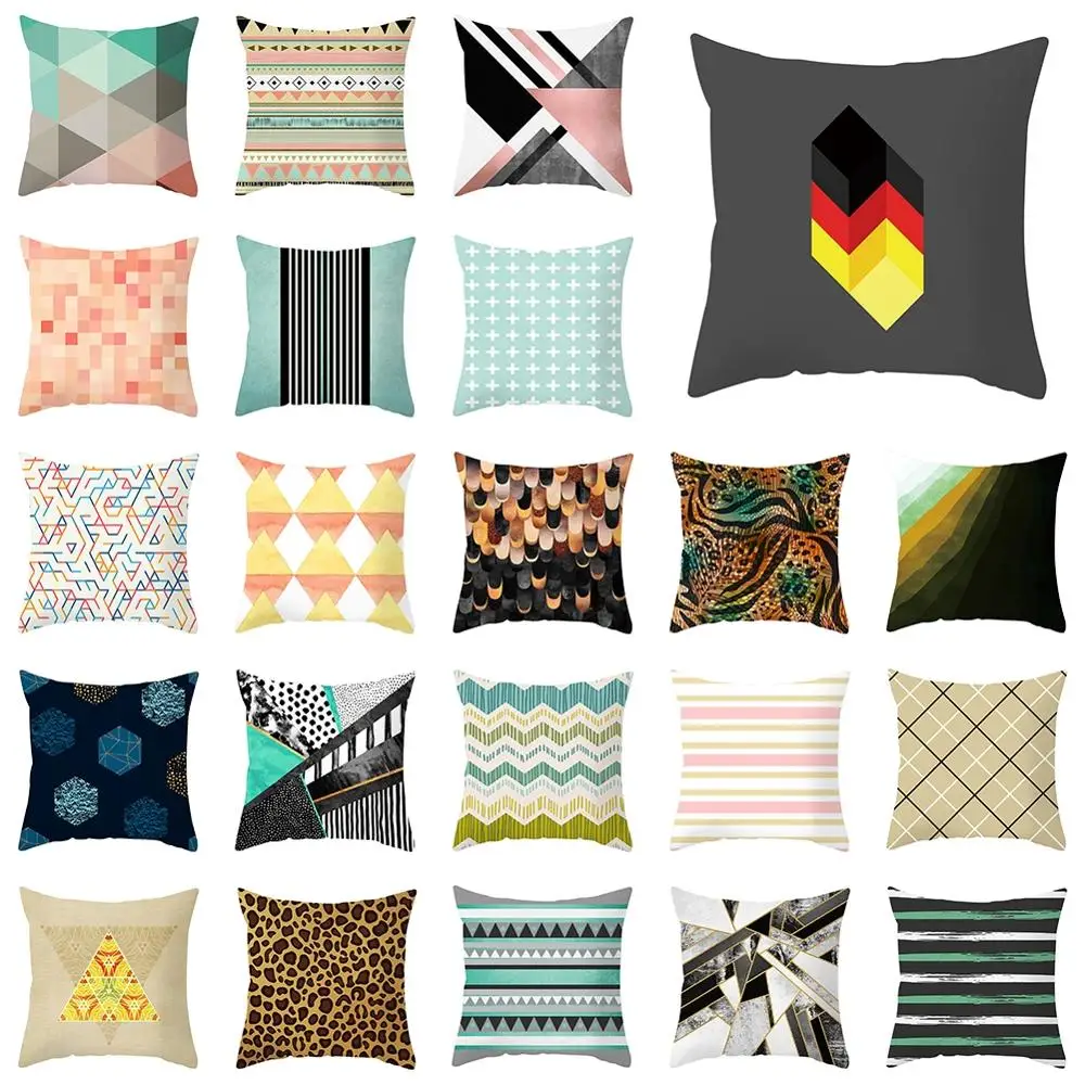 

New Stripe Geometric Pillow Case Sofa Bedroom Car Seat Soft Cushion Cover Fashion Home Decorative Pillowcase 45*45 cm