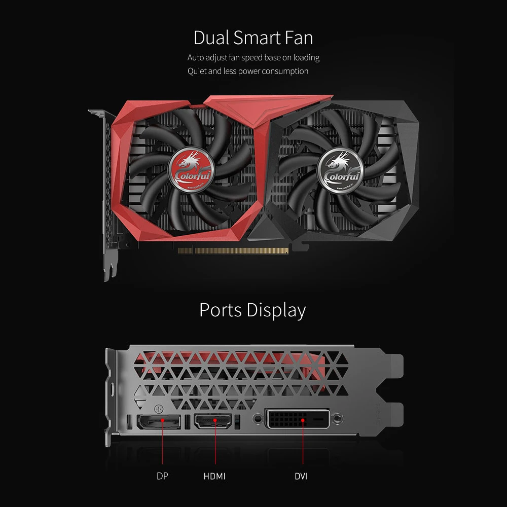 Красочная видеокарта GeForce GTX 1650 NB 4G GDDR5 4G DP+ HDMI+ DVI, игровая графическая карта для компьютерных игр