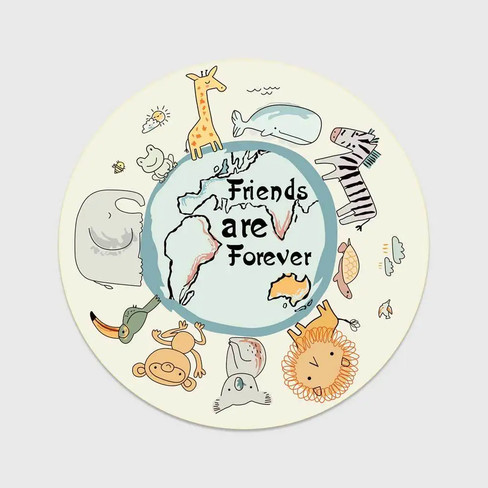 

Круглые аниме коврики с животными «Friends Are Forever», напольный коврик, ковер, домашний ковер, противоскользящий ковер для гостиницы, гостиной