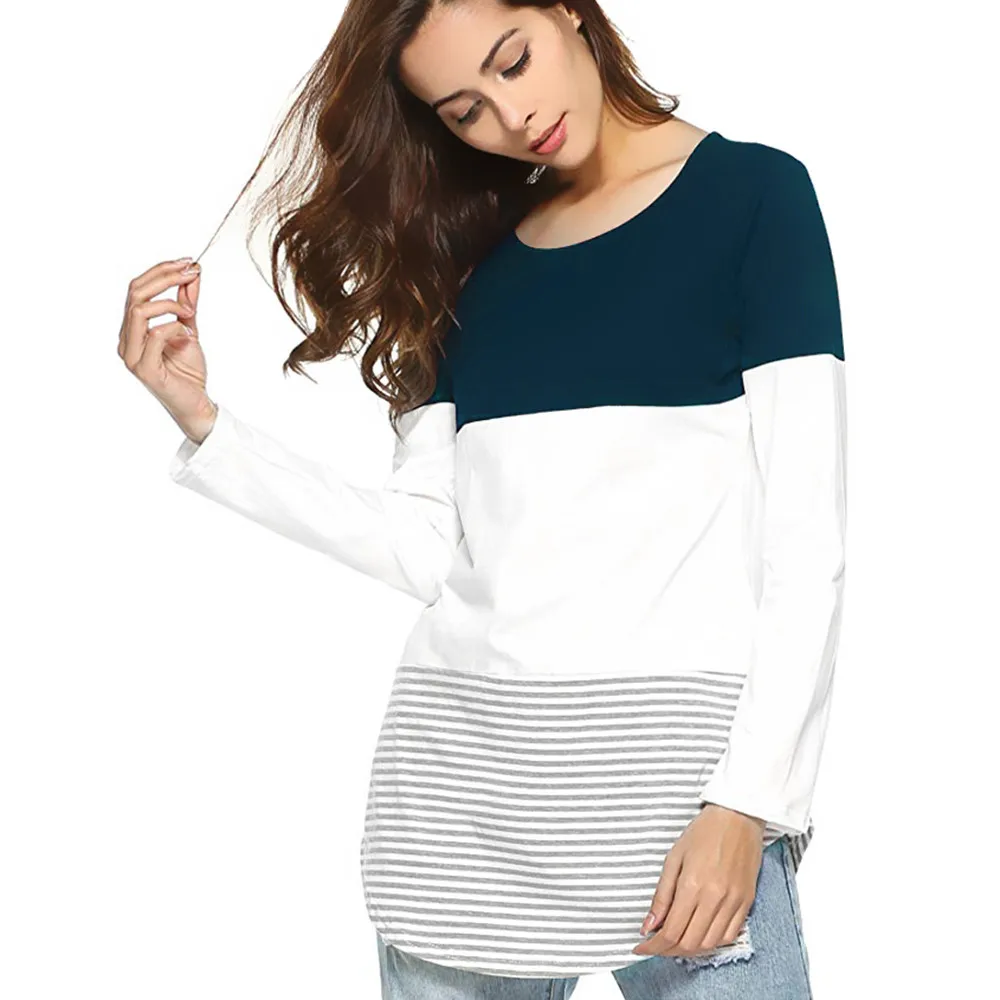 ARLONEET женский топ для беременных и кормящих мам с длинным рукавом одежда в полоску