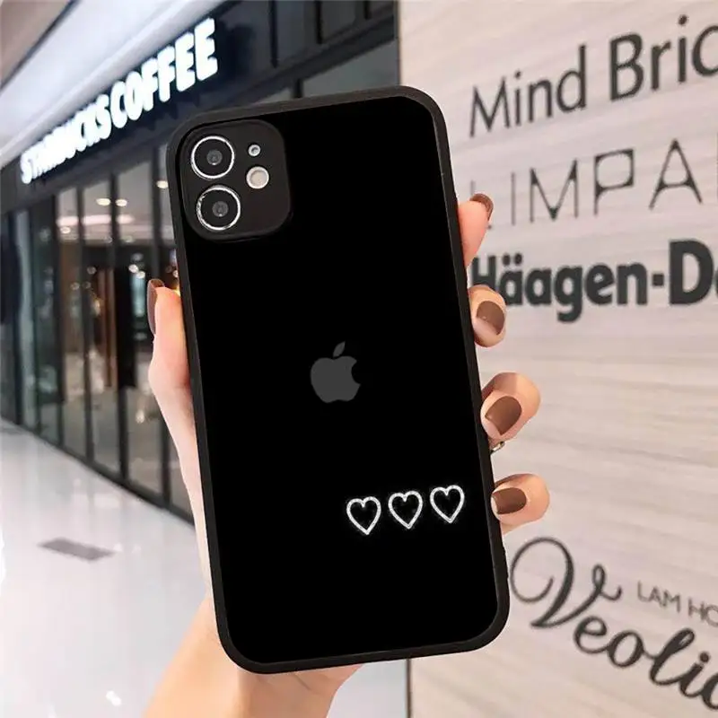 

Phone Case For iPhone 12 11 Mini Pro XR XS Max 7 8 Plus X Simple Lines Love Heart Matte transparent cover