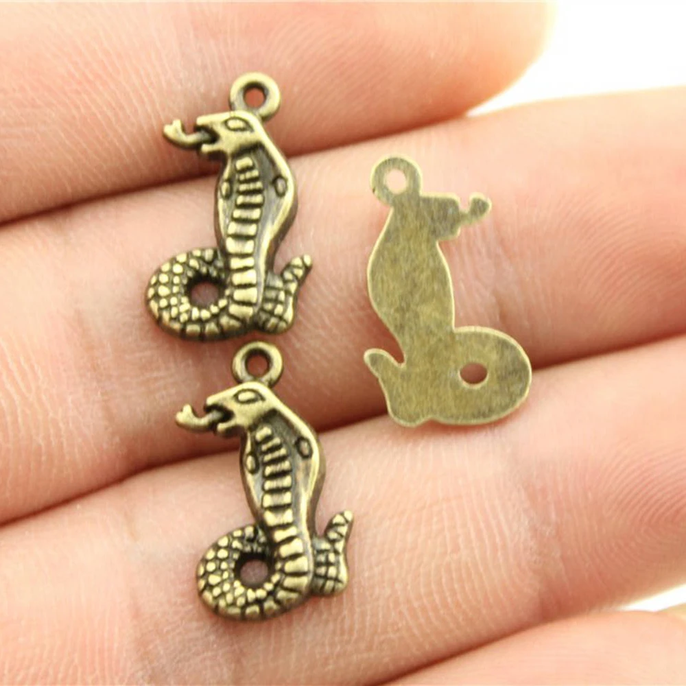 

40pcs 18x10mm Pendant Snake Cobra Snake Charm Pendants For Jewelry Making Antique Silver Color Snake Pendants