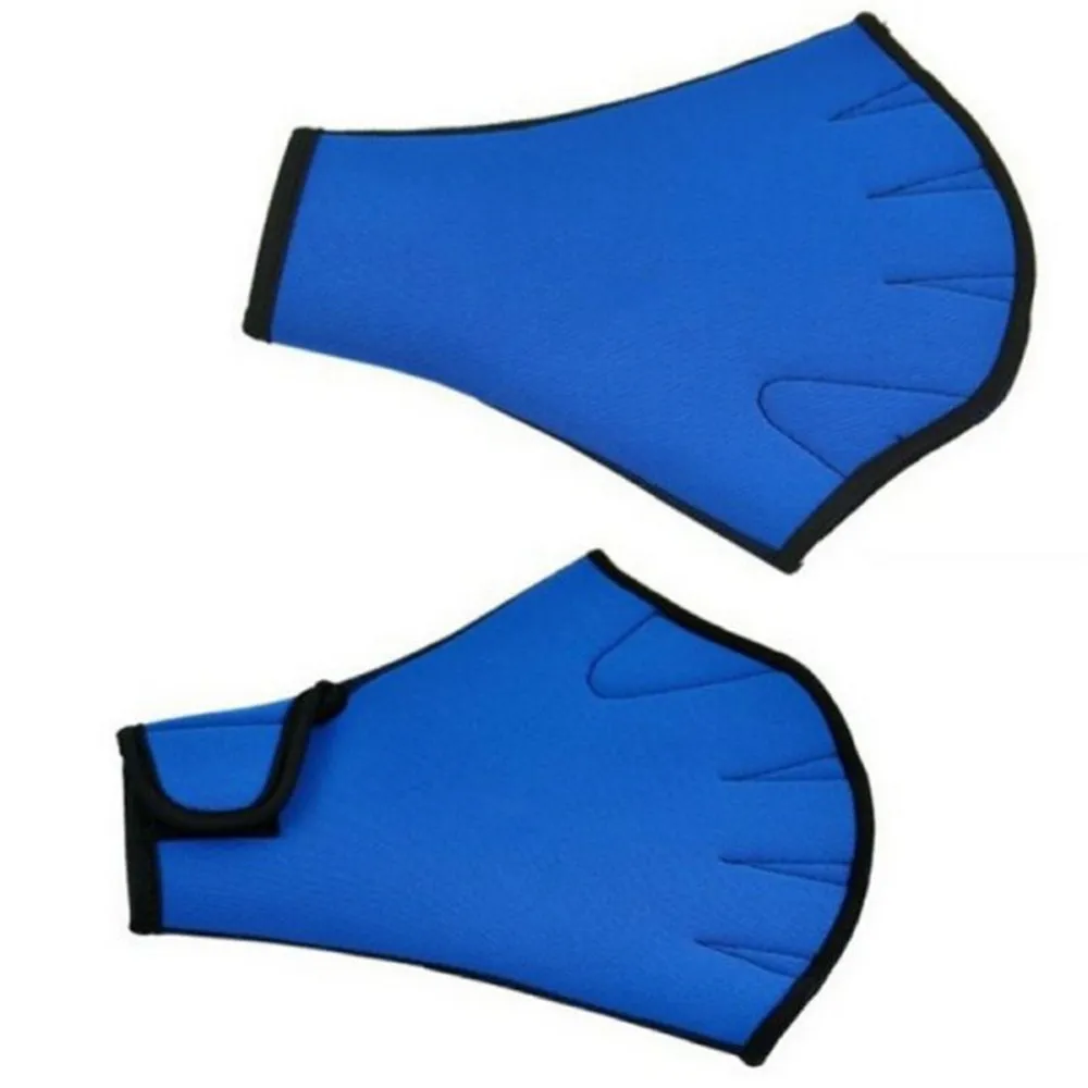 

1 Pair Water Aerobics Aqua Jogger Swimming Swim Surfing Diving Webbed Neoprene Paddle Gloves Blue High Quality Pool Accessories