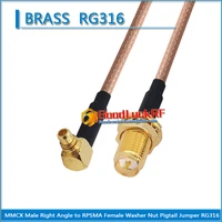 mmcx male right angle 90 degree to rp sma rp sma female o ring bulkhead washer nut coaxial pigtail jumper rg316 extend cable