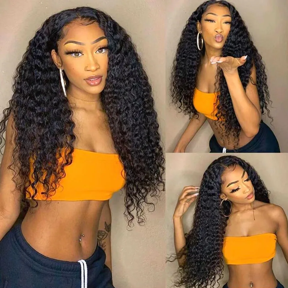 

Brazilian Water Wave 4x4 Lace Closure Wig Pre Plucked Hairline Water Curly Remy Human Hair Lace Front Wigs for Women 26inch