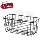 Настенная корзина для хранения из кованого железа, кухонная корзина для хранения приправ, настенная подвесная стойка, прямоугольная коробка для хранения в ванной комнате