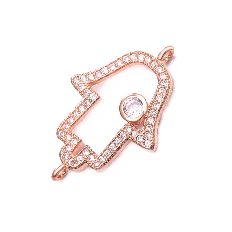 Rose Gold Juya DIY Браслеты Аксессуары микро проложить циркон золото/серебро Хамса Фатима Шарм Разъемы для Needlwork ювелирных изделий - Цвет: Rose Gold