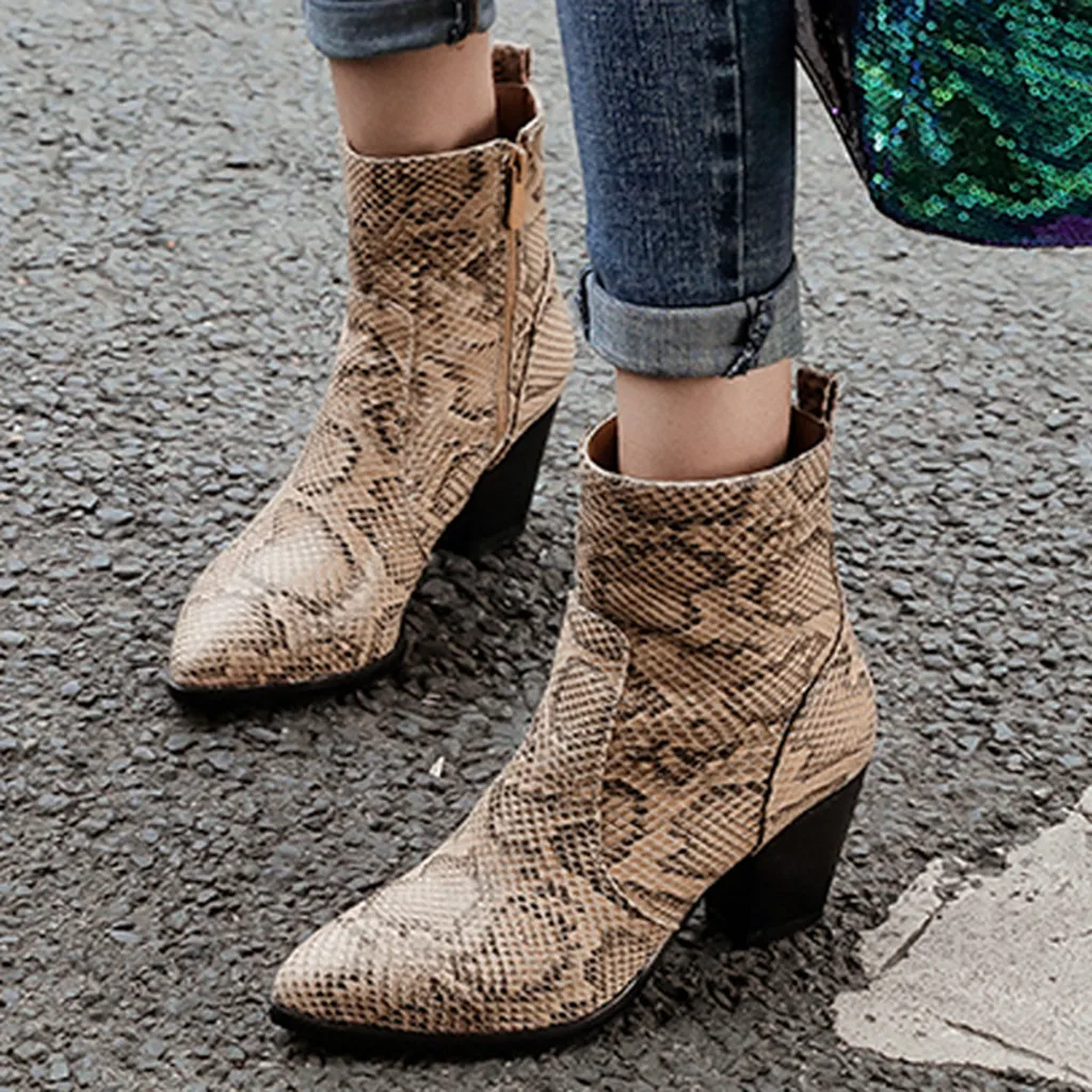 SAGACE Snakes Women Boots Ankle Female Autumn Winter Shoes Woman Colorblocks | Обувь