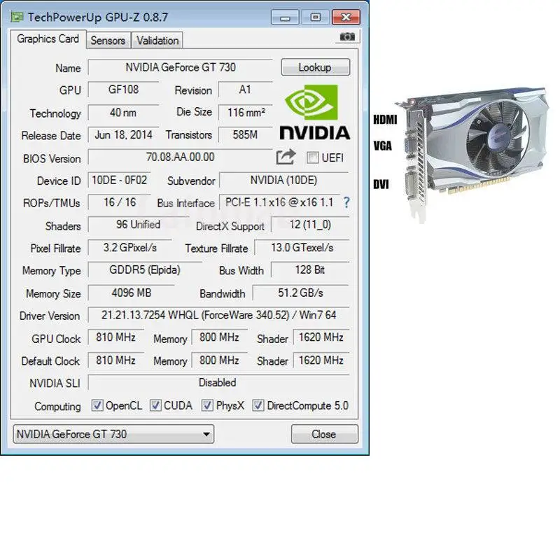Видеокарта Latumab для GeForce GT730 DDR5 4 Гб видеокарта 128 бит PCI Express игровая настольная