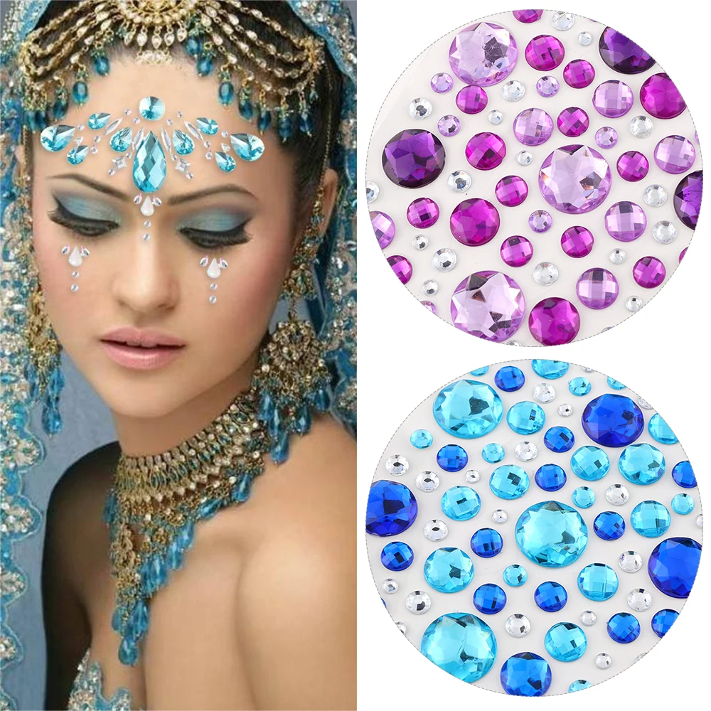 

DIY Rhinestone 3D Face Crystal Sticker Women Fashion Glitter Adornment Forehead Gems Stickers Adhesive Face Jewelry Hot Sale