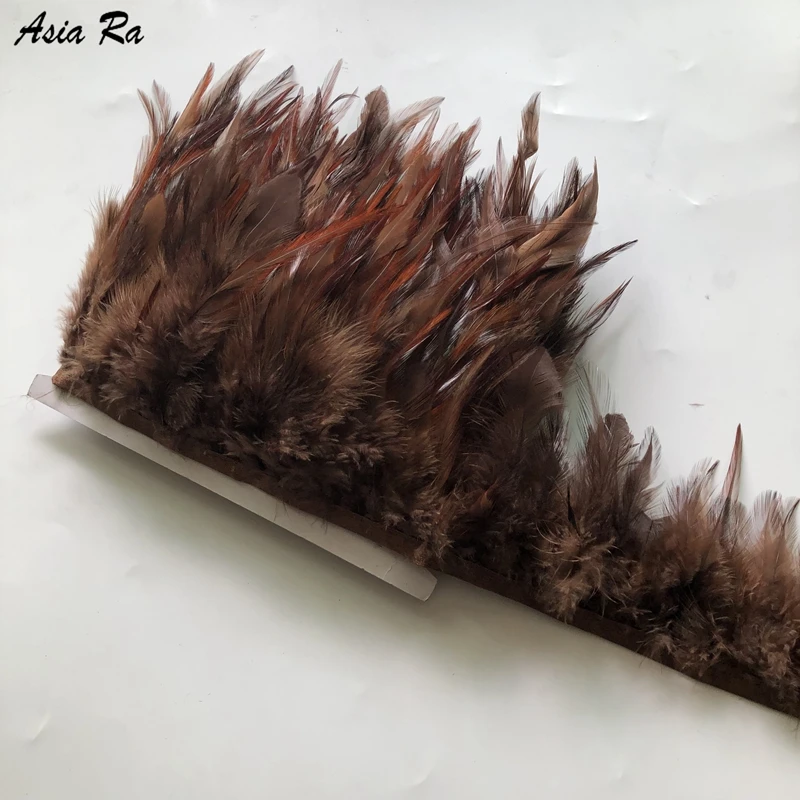 10 м/лот коричневая курица с перьями из хвоста петуха планки ленты 10-15 см