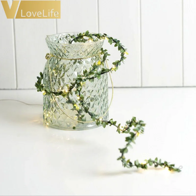 СВЕТОДИОДНАЯ Гирлянда в виде листьев медный провод на батарейках праздничное