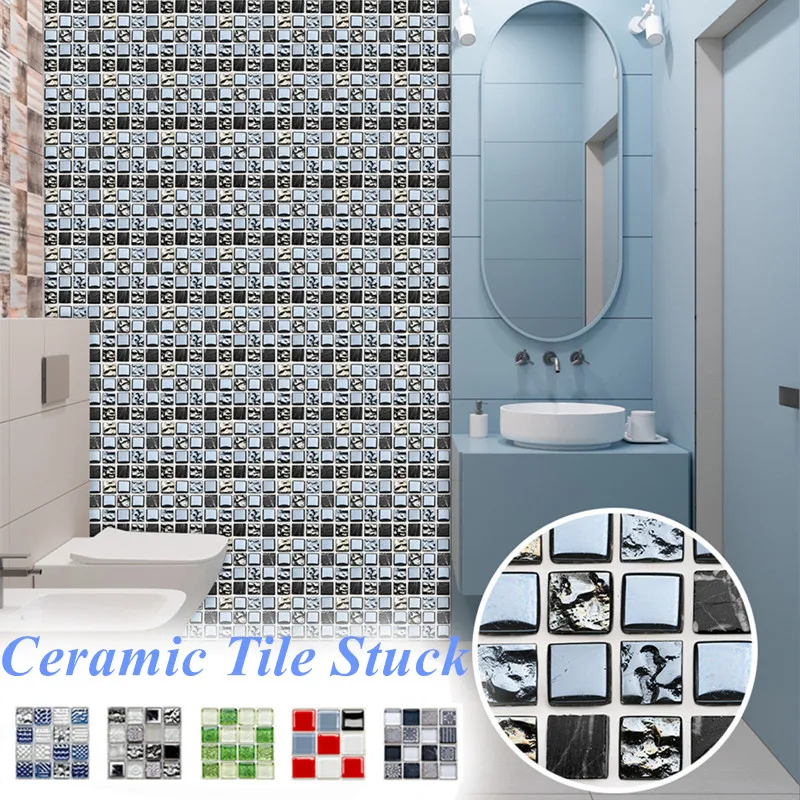 

Waterproof 10 Styles Living Room Bathroom Kitchen Removable 3D Sticker Mosaic Style Sticker Ceramic Tile Stuck