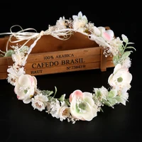 fashion candy color flower crown wedding hair wreath floral headband garland hair accessory show crown headdress ornament tiara