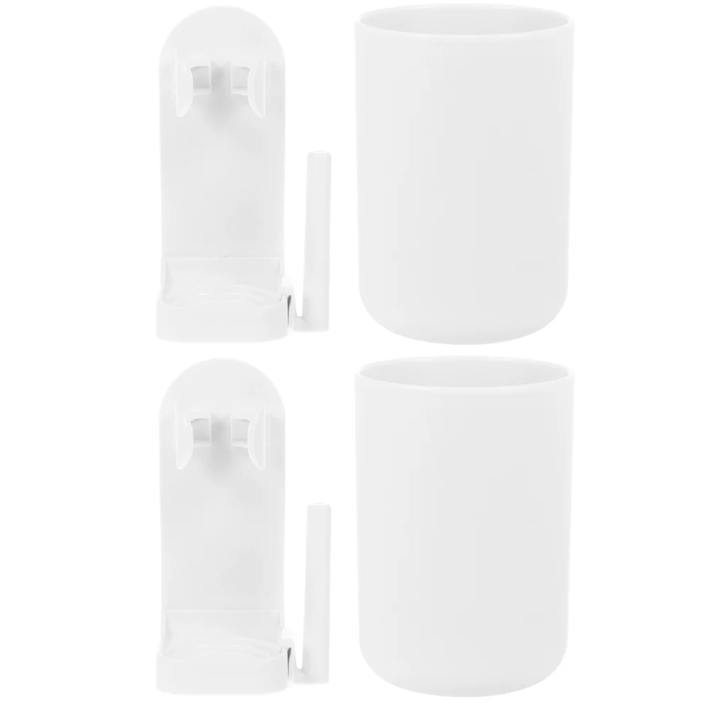 

2 Sets Wall Mount Electric Toothbrush Holder Punch Free Toothbrush Cup Rack