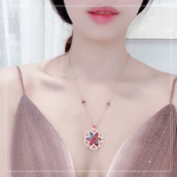 fashion trend high end temperament red rose star necklace women banquet dance party high quality brand jewelry anime long chain