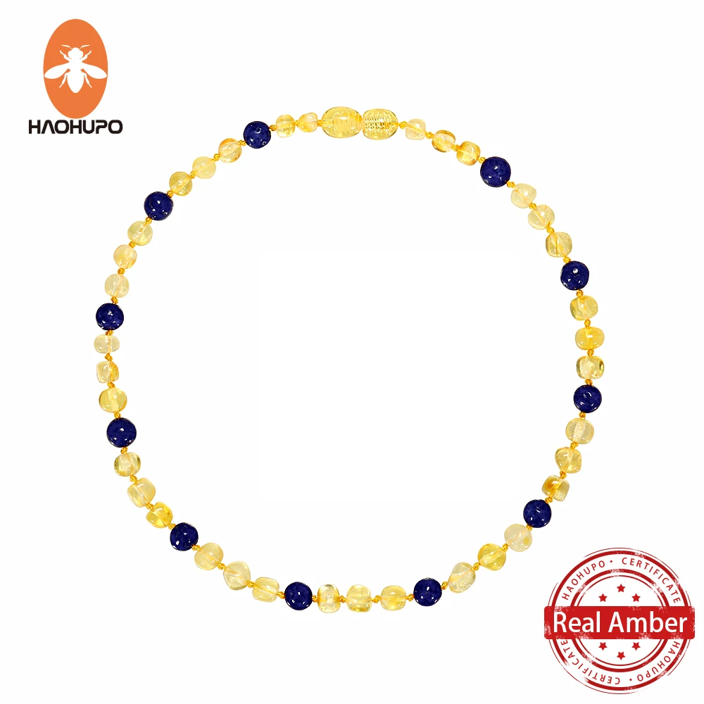 

HAOHUPO Top Hot Quality Lemon Gold Fashion Nature Baltic Amber Necklace Wholesale Original Necklace Men Christmas Necklace Kids