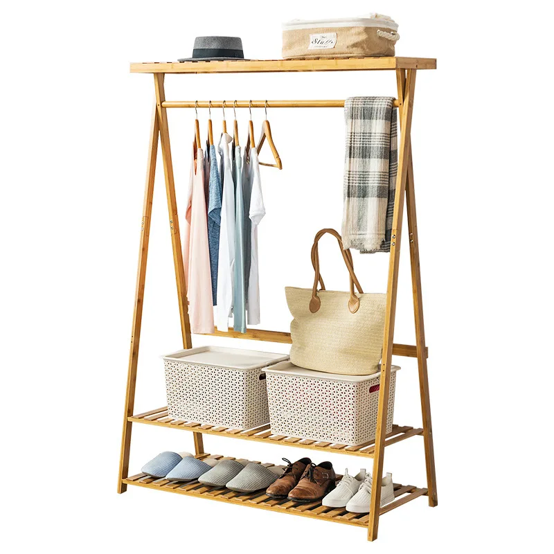 

25% Бамбуковая вешалка для пальто, вешалка для одежды с подвесным стержнем для спальни, гардеробной, вешалка для одежды, подставка, мебель для...