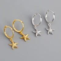 xiyanike 925 sterling silver new starfish hoop earrings fashion jewelry golden color refinement gorgeous elegant gift for lovers