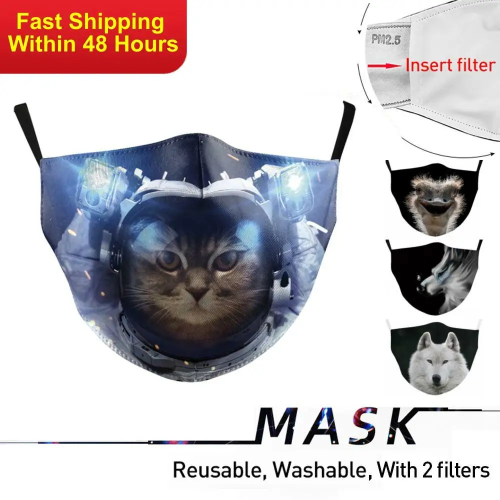 

Zawaland Children Cartoon Cat Printing Masks Kids Reusable Face Mask Cover Washable Fabric Mask for Babies
