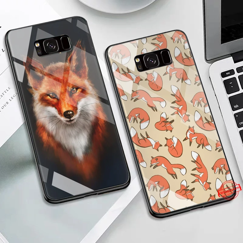 8W Animal More Cute Fox cat Glass Case for Samsung S7 Edge S8 S9 S10 Plus A10 A20 A30 A40 A50 A60 A70 Note 8 9 10 | Мобильные