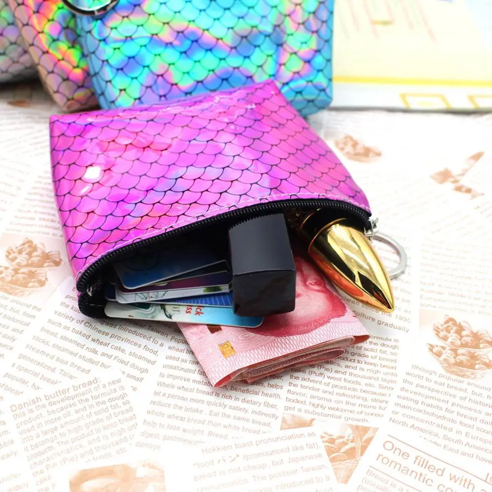 Новый мини-кошелек для монет с рыбьими чехлом Женский лазерный маленький мешок