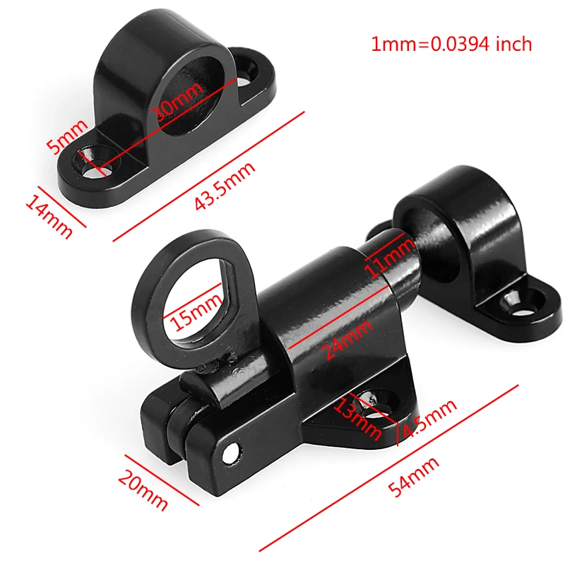 

Black Window Gate Security Pull Ring Spring Bounce Door Bolt Aluminum Latch Lock