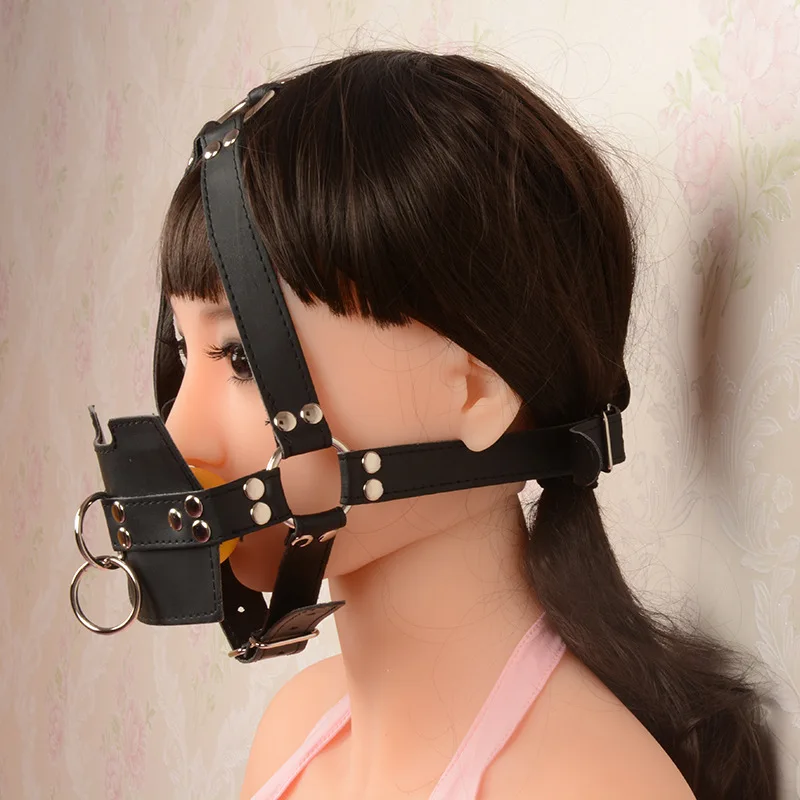 Секс-БДСМ Связывание шестерни черные кожаные лошади маска рот пробка страсть