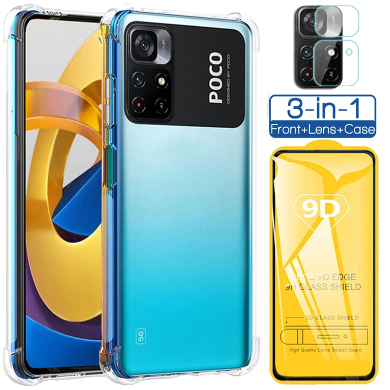 

Funda/Capa Poco M4 Pro 5G Case + Glass For Xiaomi Poco F4 X4 GT X3 Pro Silicone Transparent Phone Cases Xiaomi PocoX3 Pro Poko M3 F3 Shockproof Case Little X 4 Pro Back Bumper Protective Cover