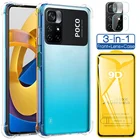 poco M4 Pro 5G чехол+стекло, силикон прозрачный чехлы Xiaomi Poco F3 M3 Чехол на поко x3 м4 про Чехол poco x3 Pro poco X4 Pro 5G