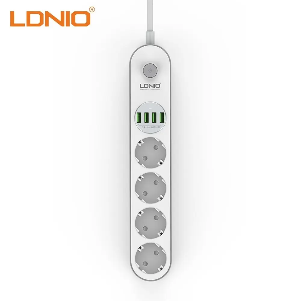 Сетевой фильтр электрический удлинитель переноска адаптер на 4 розетки USB 3.4A 17W