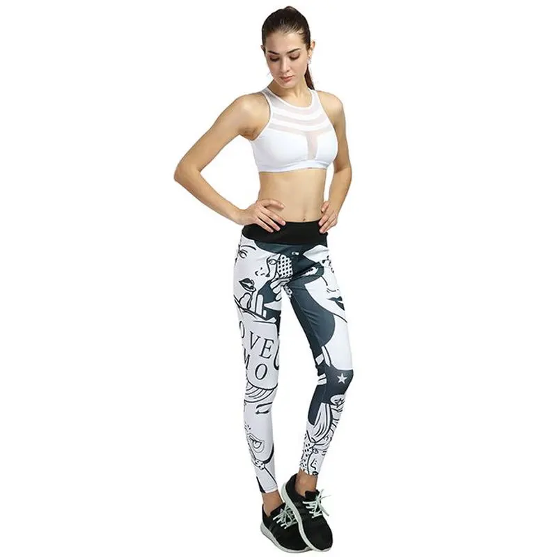 

Sports Wear for Women Gym Popular Style Digital LOVE Printing Buttocks Elastic Yoga Underpants Running Pants Women