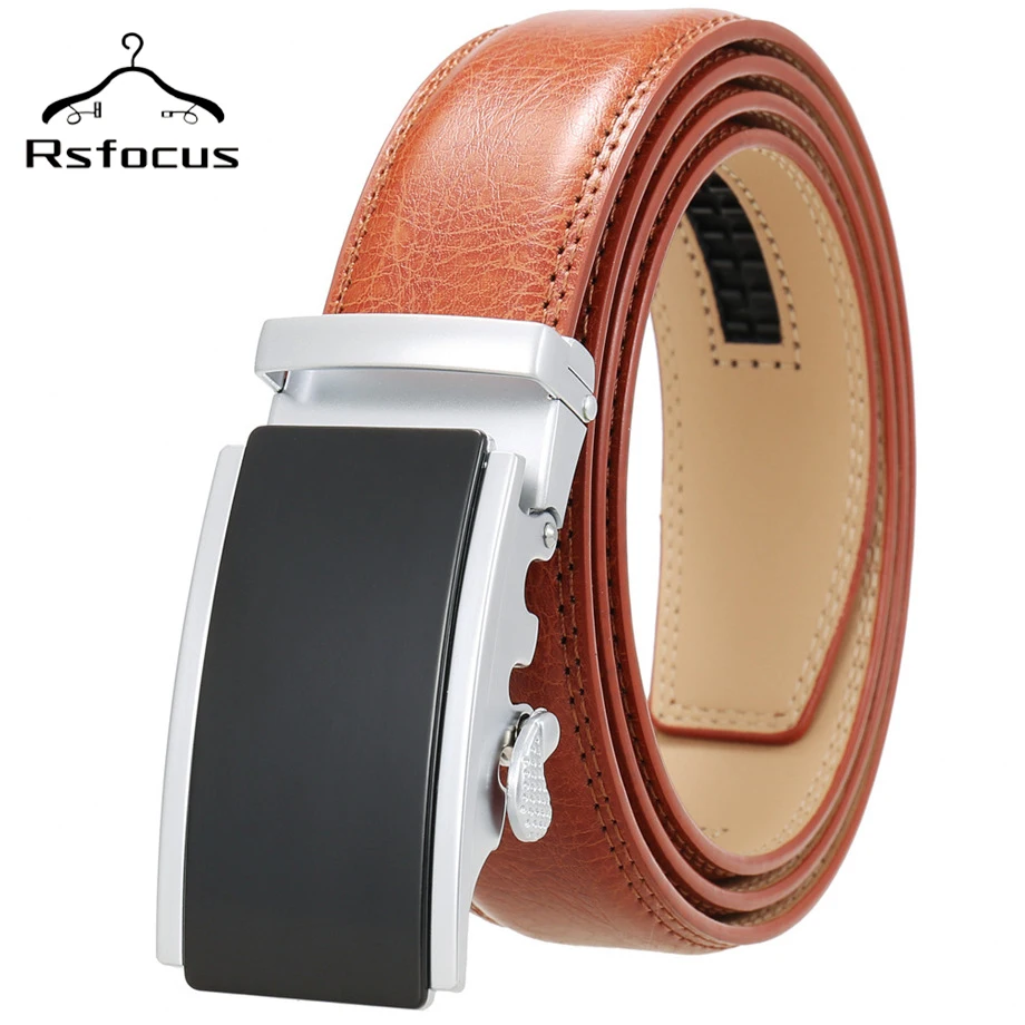 

Ремень мужской из натуральной воловьей кожи, автоматический скользящий пояс с храповым механизмом, для джинсов и брюк, R72, красный коричневый