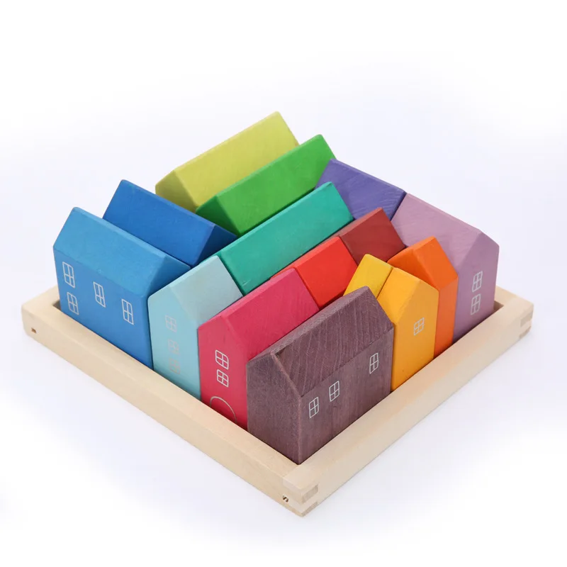 

Birch House Building Blocks of Solid Wood Children's Mind Games Pile Tower Building Blocks Toy Birthday Gifts Learning Toys
