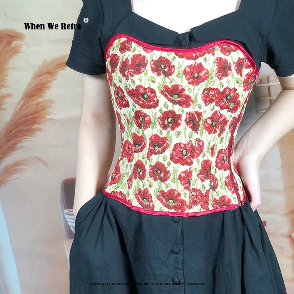 

Винтажные Цветочные Бюстье в стиле стимпанк VD2551 женское нижнее белье готическая одежда Топ корсет на талию для женщин